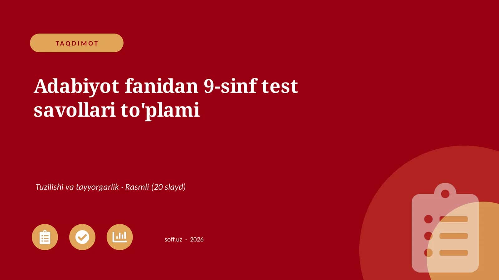 Adabiyot fanidan 9-sinf test savollari to'plami