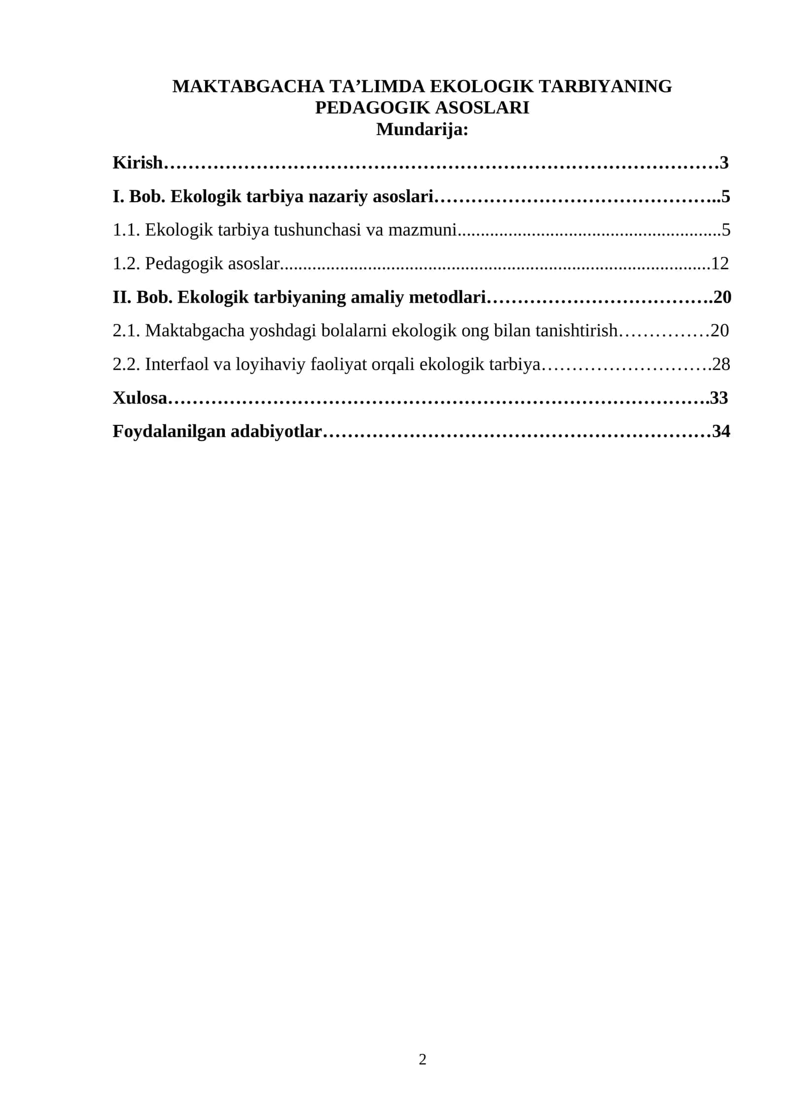 Maktabgacha taʼlimda ekologik tarbiyaning pedagogik asoslari