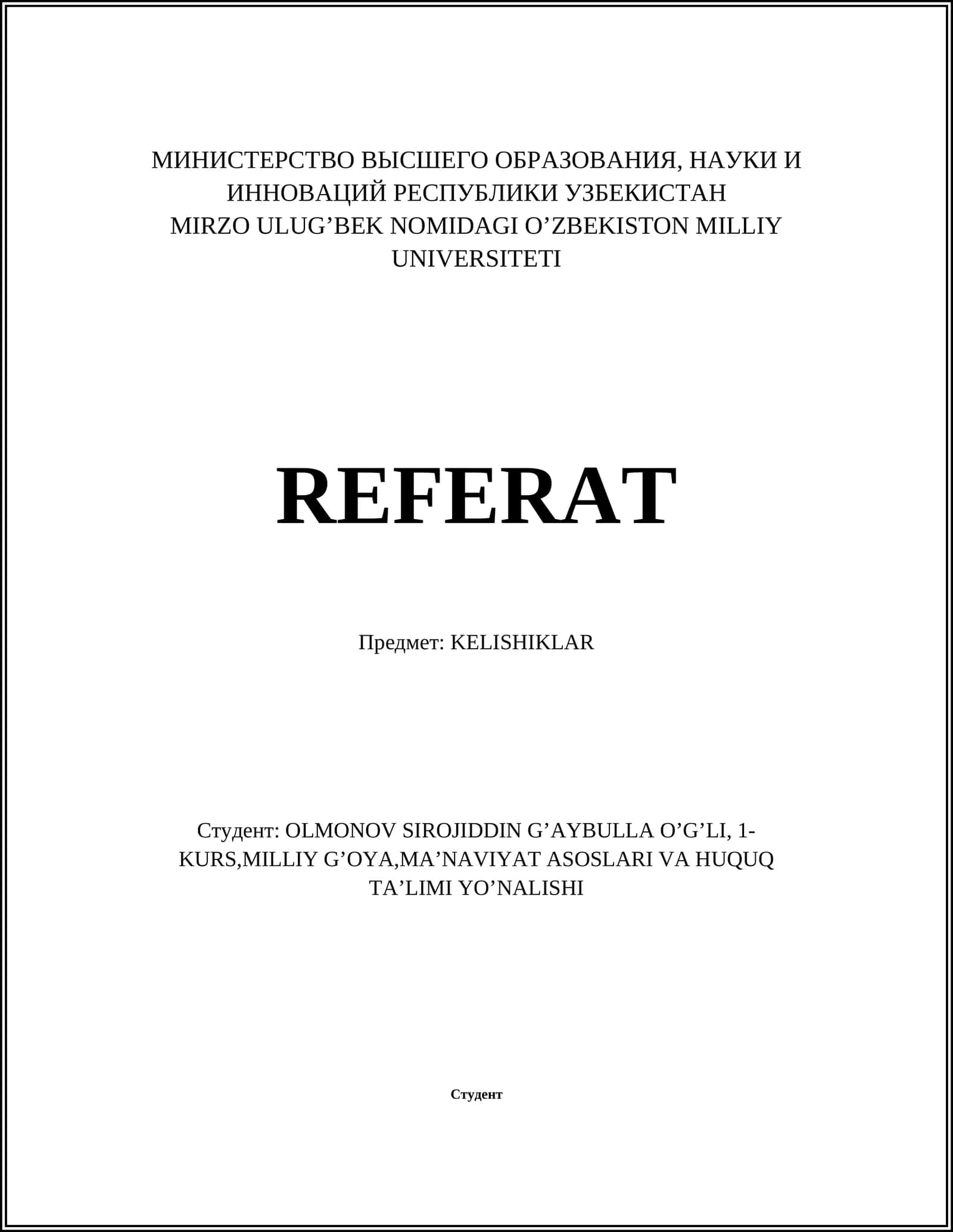 KULTURNIY O'ZGARDISHLAR