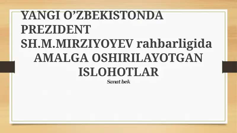 Siyosiy va Iqtisodiy Islohotlar va Investitsiya Muhiti