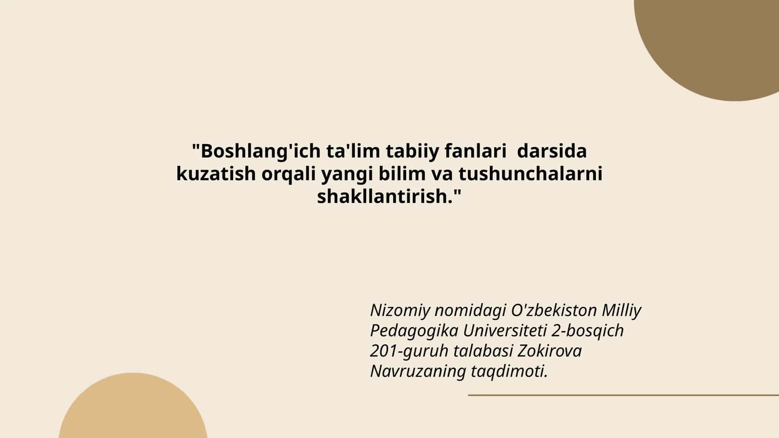 Zokirova Navruzaning taqdimoti