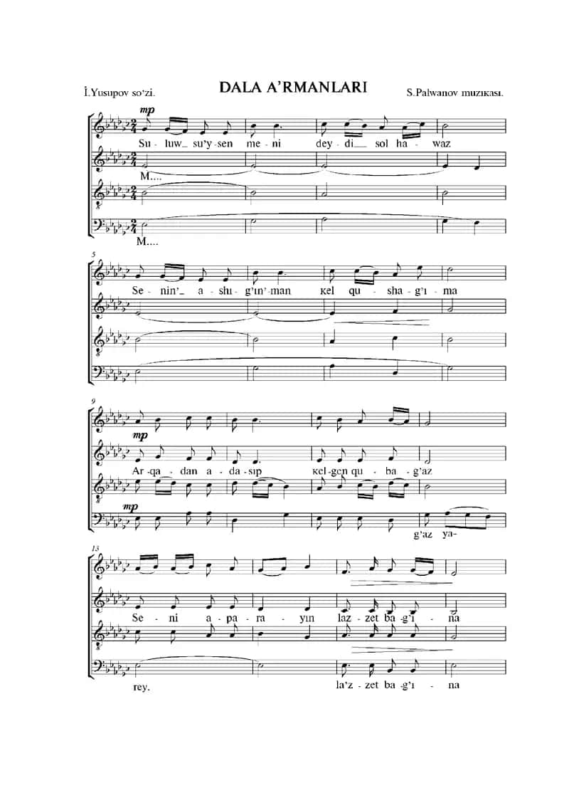 Dala a'rmanlari S. Palwanov muzikasi.3-kurs