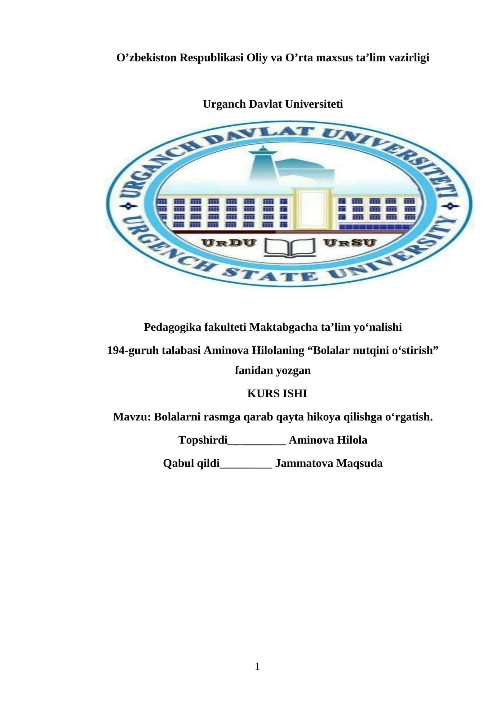 Bolalar nutqini o‘stirish