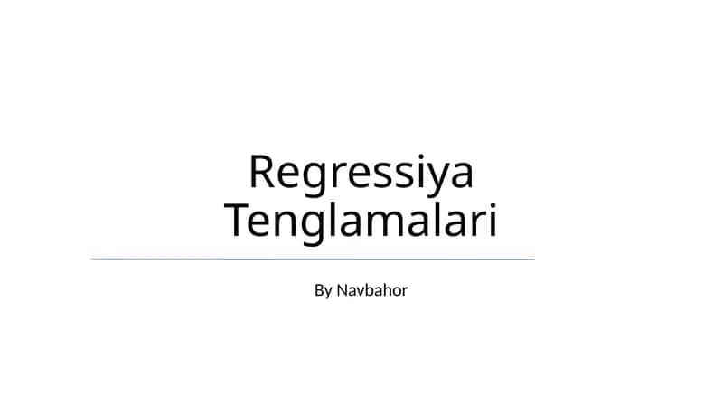 Regressiya Tenglamalari