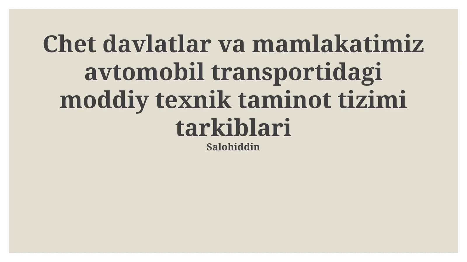 Rivojlangan Mamlakatlardagi Avtotransport Sektorining Materiallar va Texnik Ta'minot Tizimlari