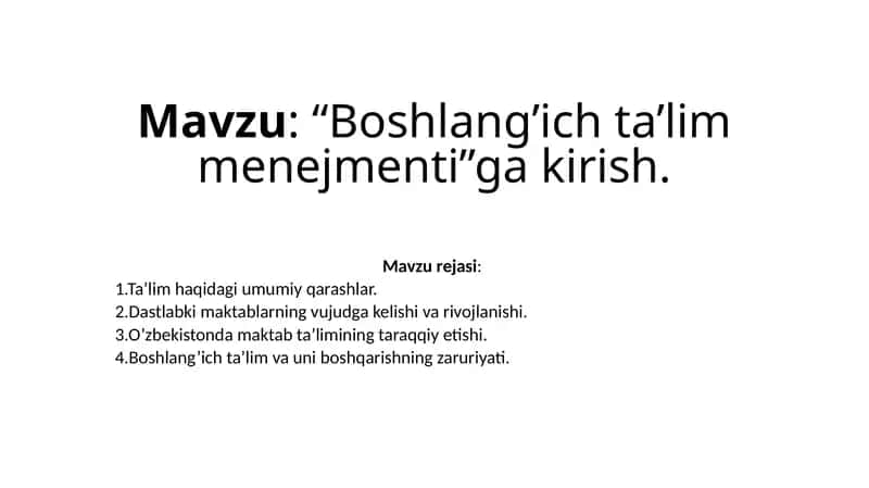 Boshlang’ich ta’lim menejmenti