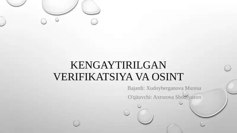 OSINT va Kengaytirilgan Verifikatsiya