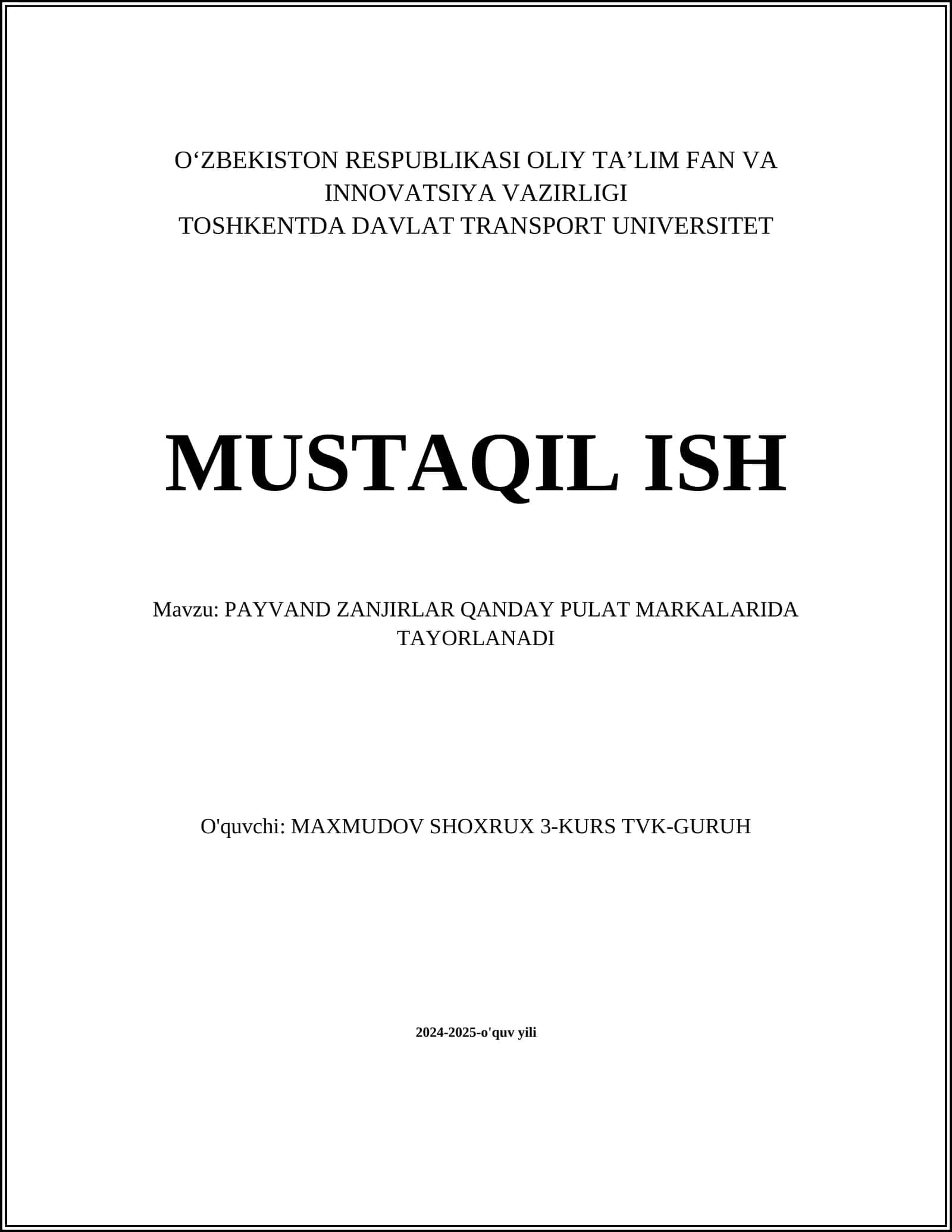 PAYVAND ZANJIRLAR QANDAY PULAT MARKALARIDA TAYORLANADI