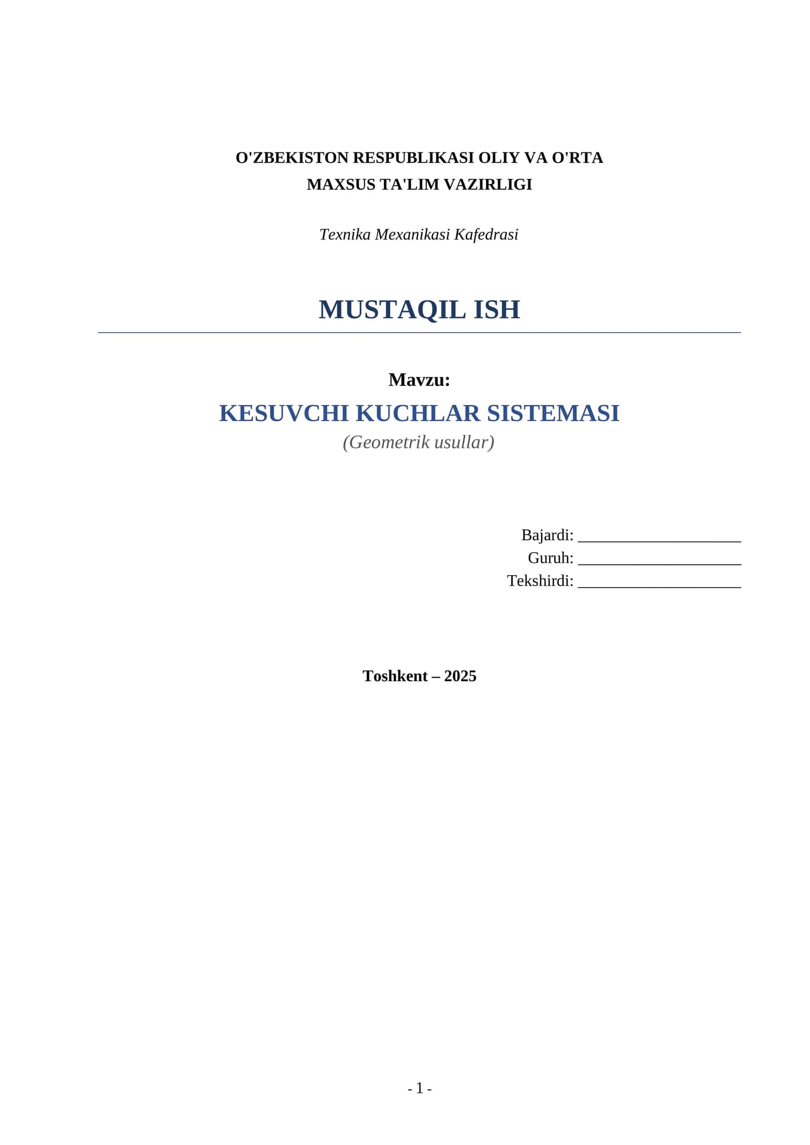 KESUVCHI KUCHLAR SISTEMASI