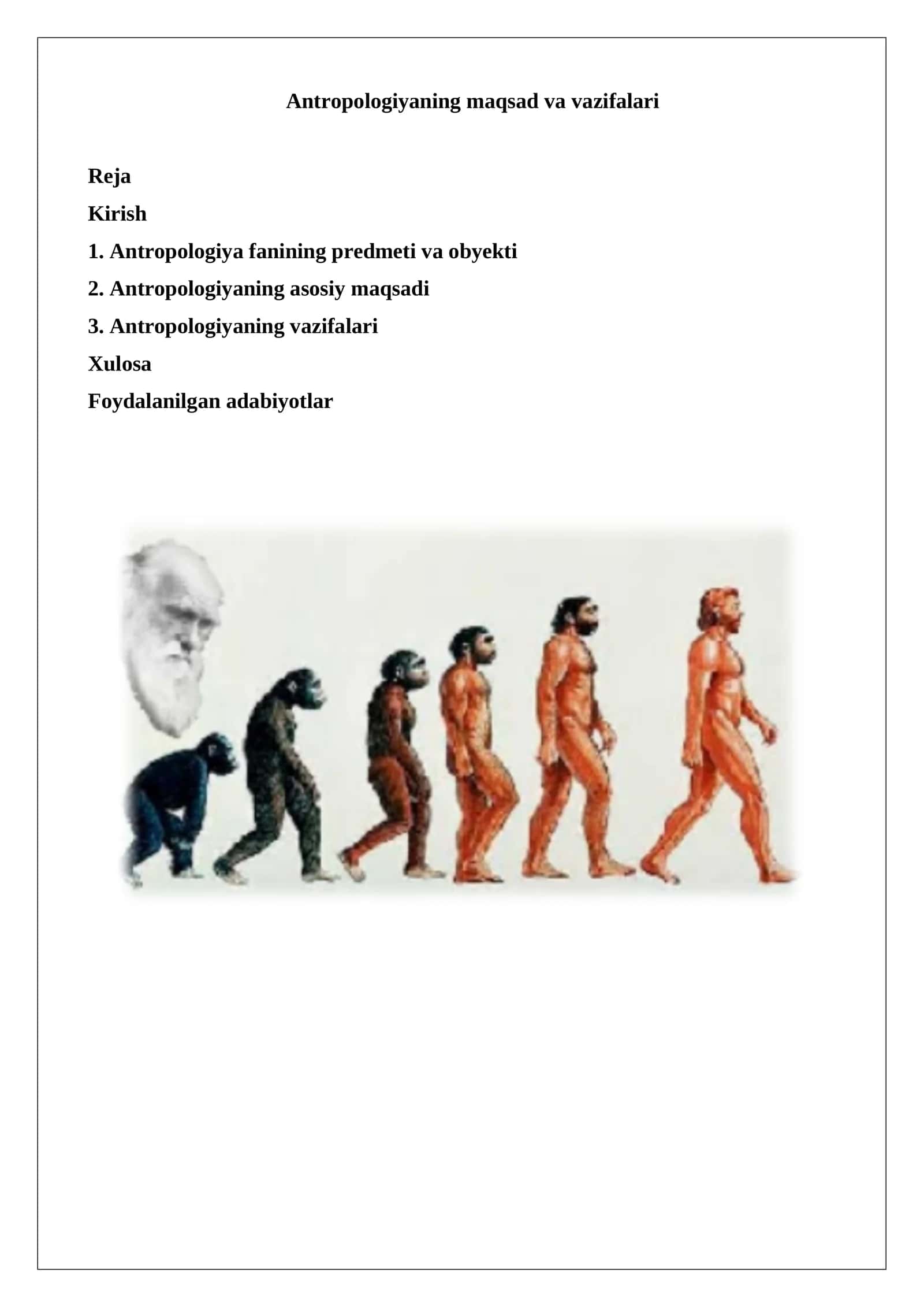 Antropologiyaning maqsad va vazifalari