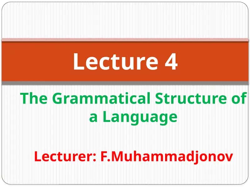 The Grammatical Structure of a Language