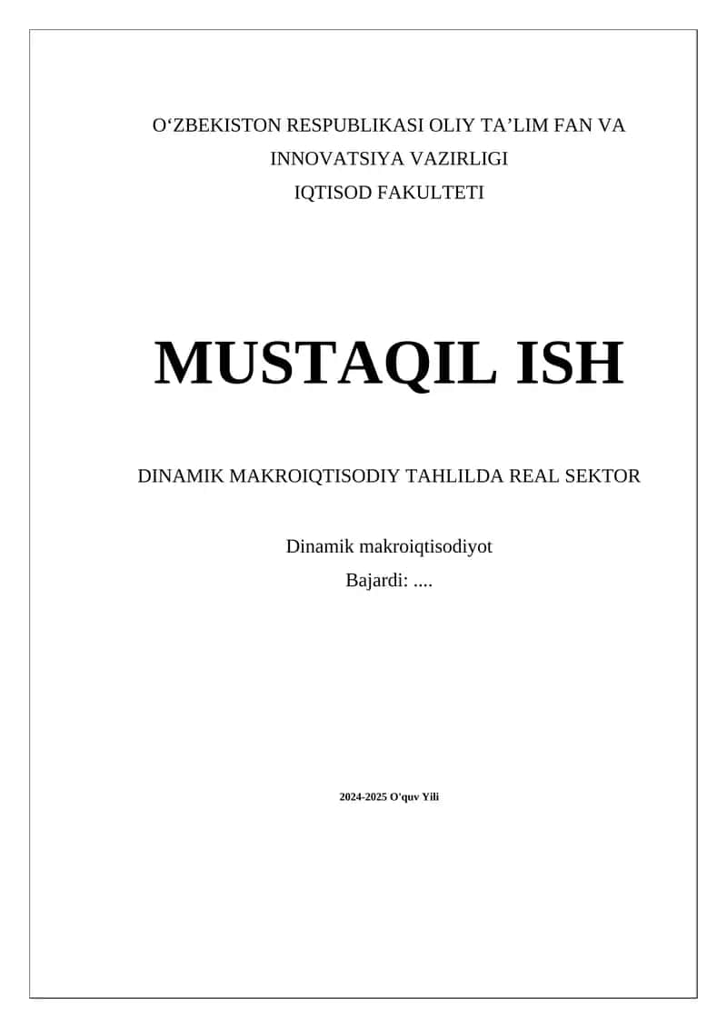 Dinamik makroiqtisodiy tahlil
