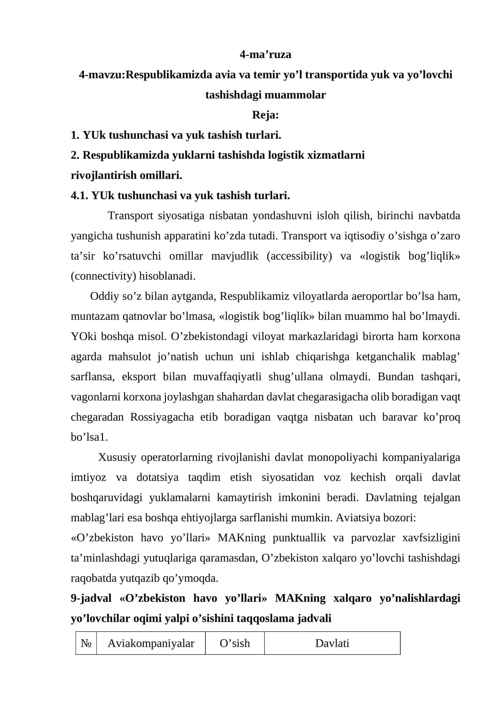 YUk tushunchаsi vа yuk tаshish turlаri
