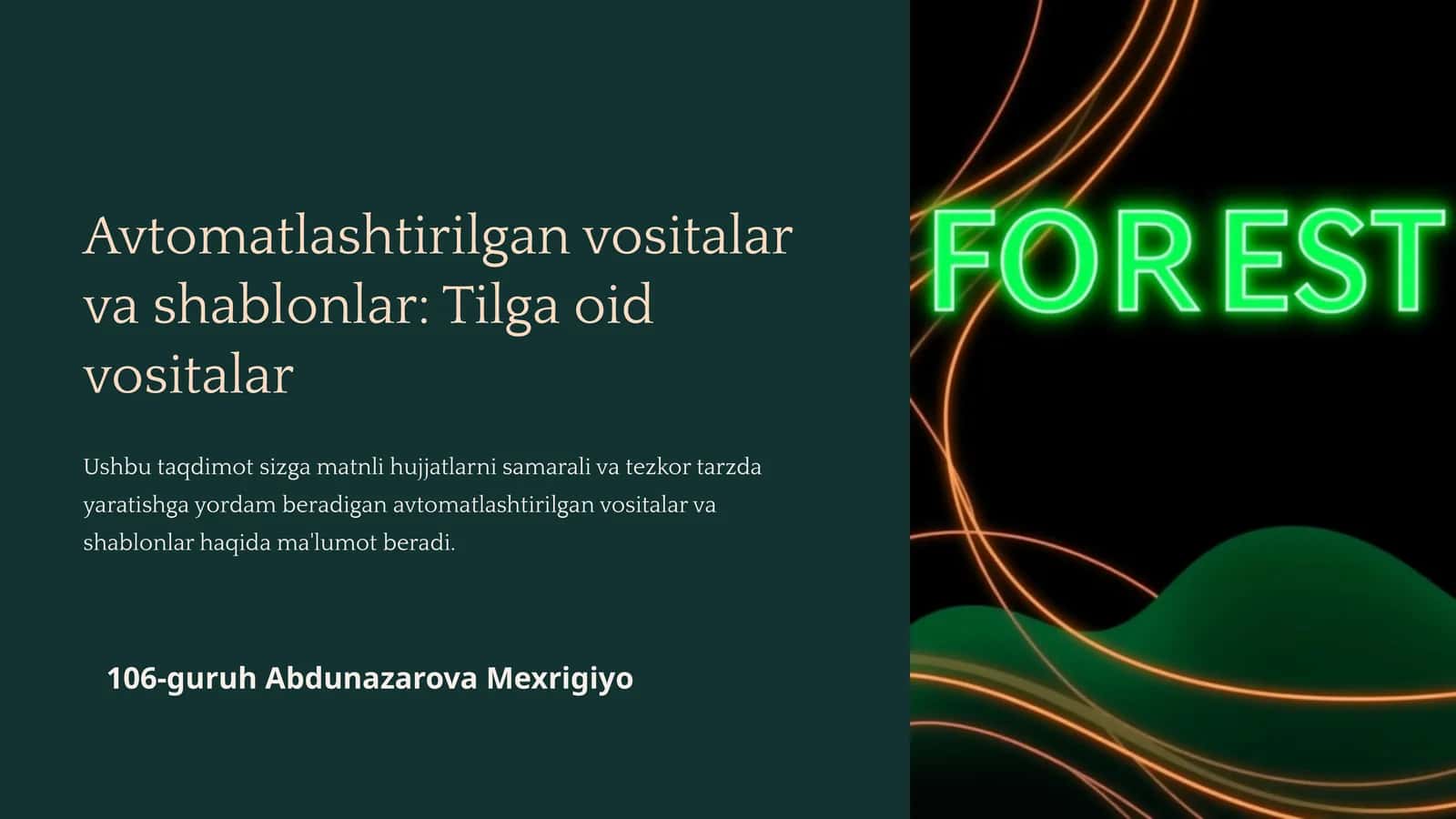 Avtomatlashtirilgan vositalar va shablonlar: Tilga oid vositalar