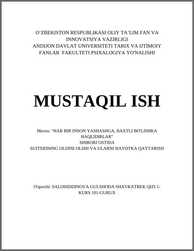 Suitsidning Oldini Olish Milliy Strategiyalar