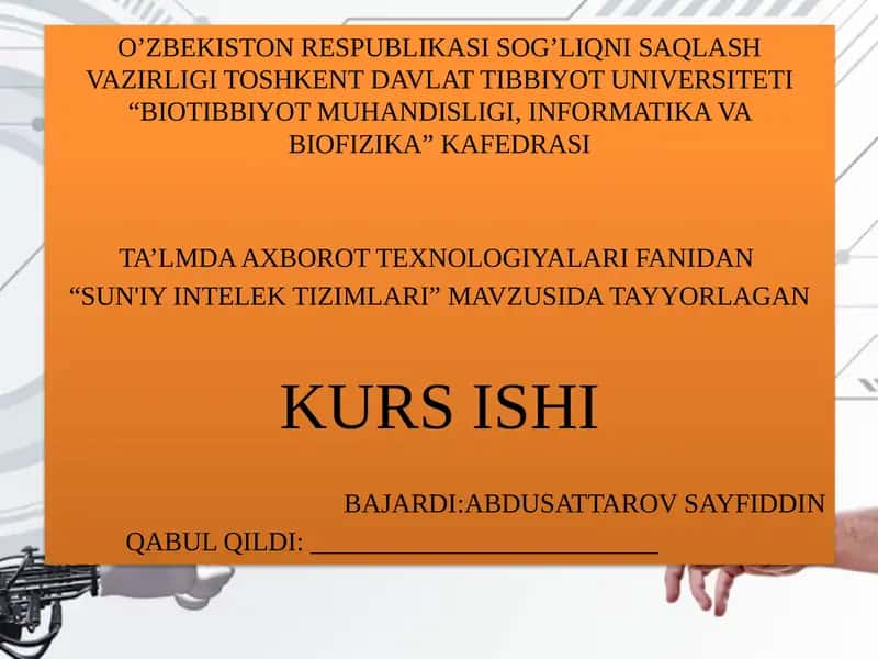 SUN'IY INTELEKTIZIMLARI KURS ISHI