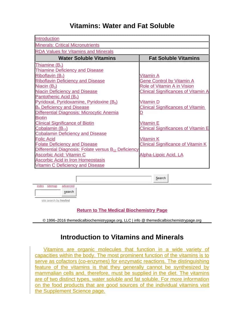 Water Soluble Vitamins