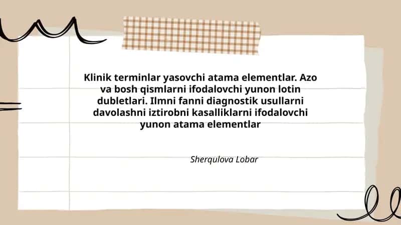Klinik terminlar yasovchi atama elementlar