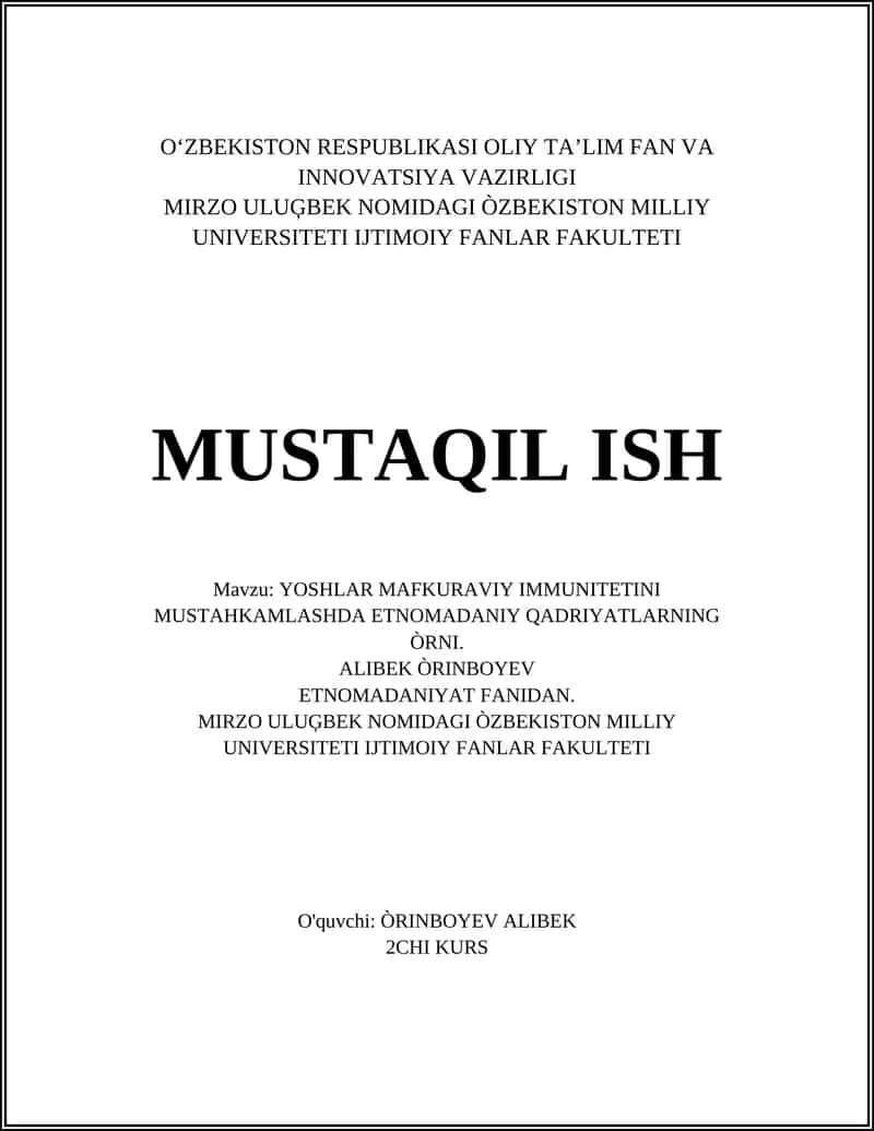 YOSHLAR MAFKURAVIY IMMUNITETINI MUSTAHKAMLASHDA ETNOMADANIY QADRIYATLARNING ÒRNI