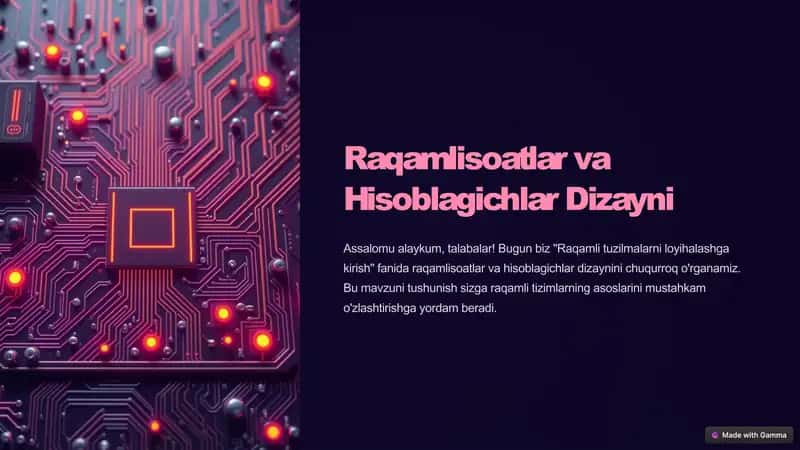 Raqamlisoatlar va Hisoblagichlar Dizayni