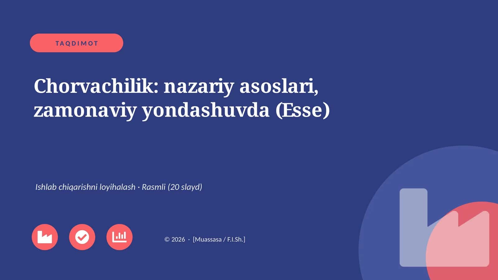 Chorvachilik: nazariy asoslari, zamonaviy yondashuvda (Esse)