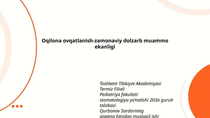 Oqilona ovqatlanish-zamonaviy dolzarb muammo ekanligi