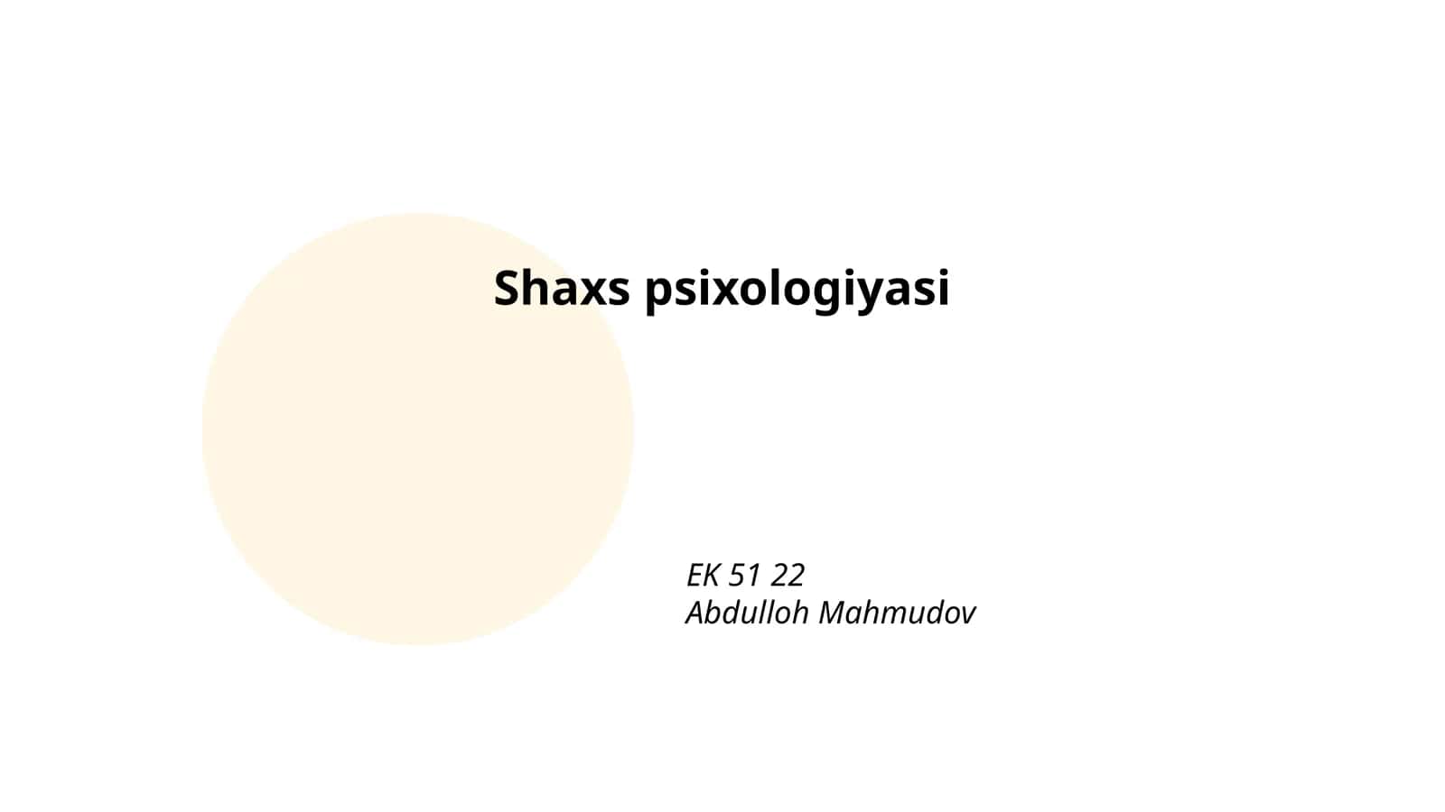Shaxs psixologiyasi