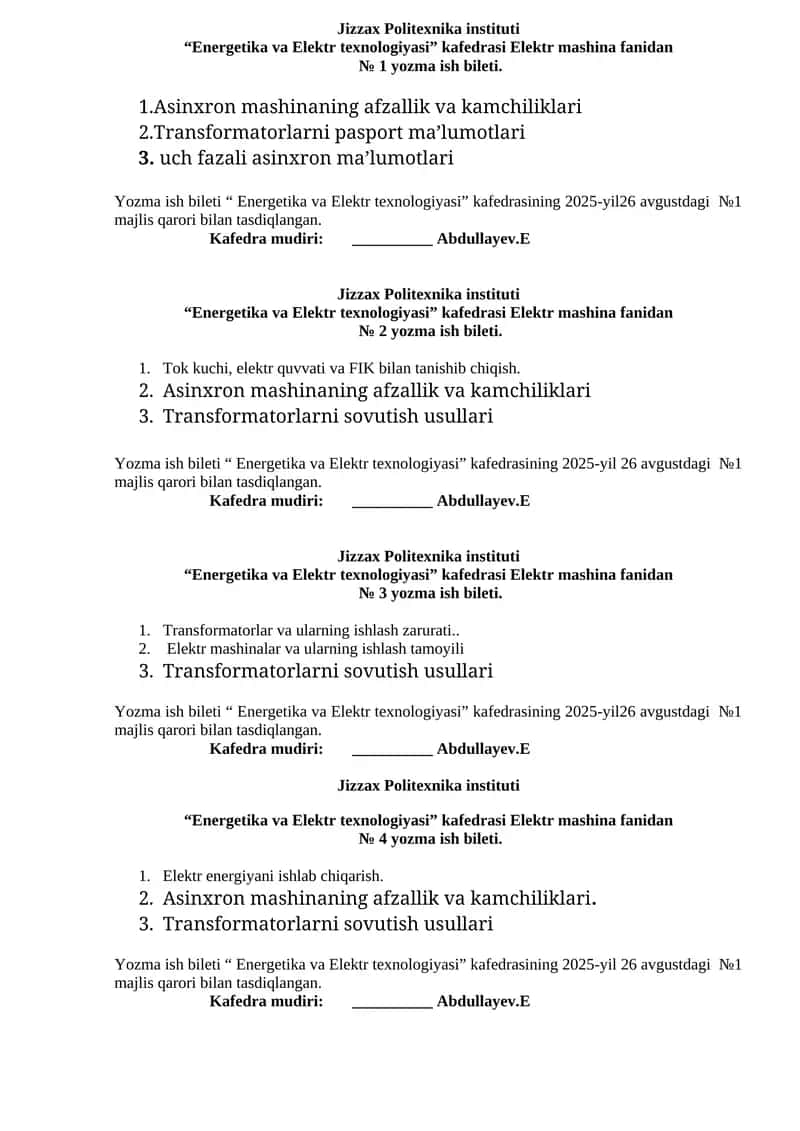 № 3 yozma ish bileti
