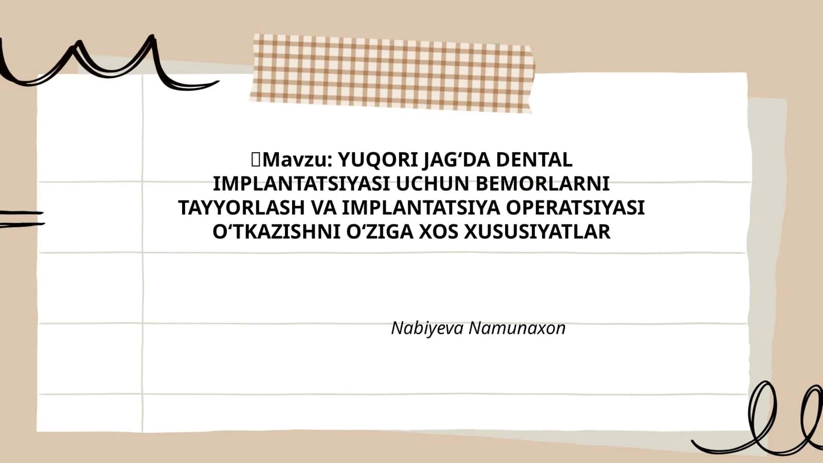 YUQORI JAGʻDA DENTAL IMPLANTATSIYASI UCHUN BEMORLARNI TAYYORLASH VA IMPLANTATSIYA OPERATSIYASI