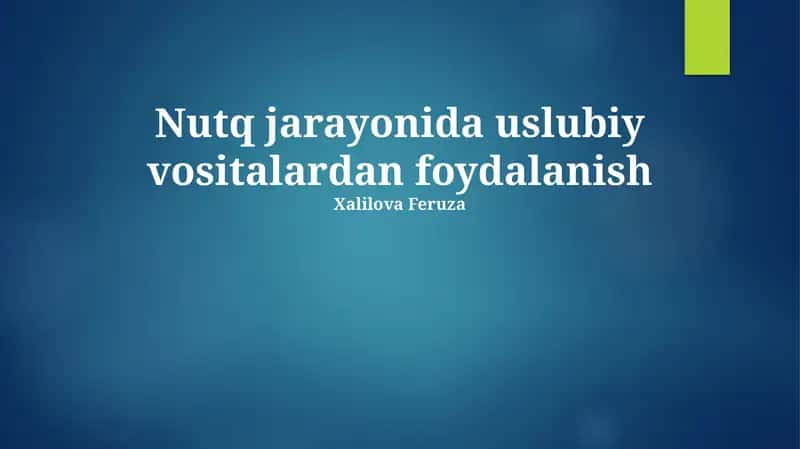 Stilistik Vositalarning Nutqqa Ta'siri