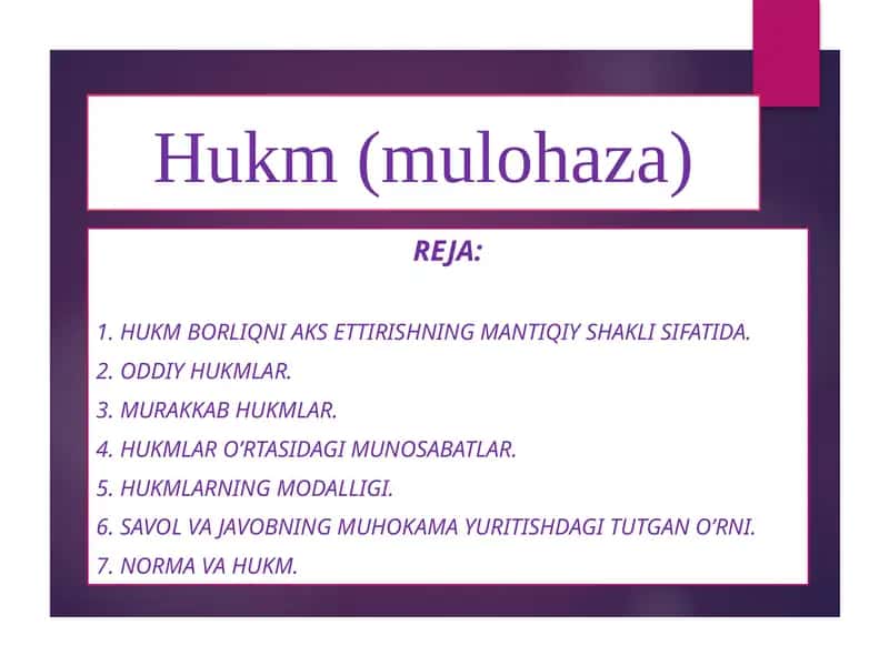 Hukm(mulohaza)