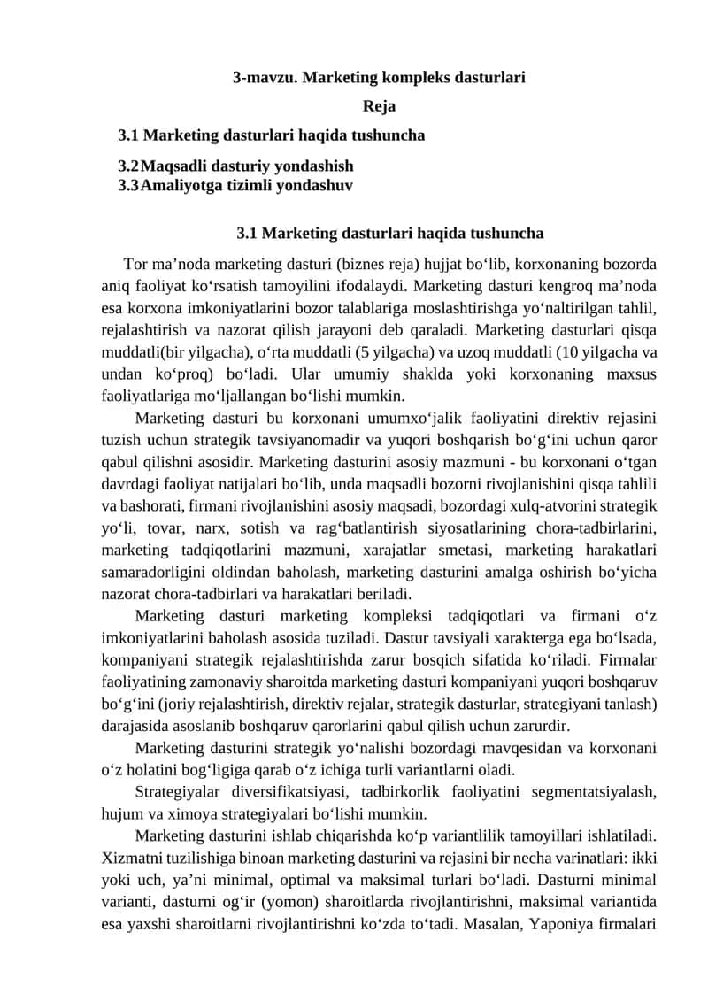 Marketing kompleks dasturlari
