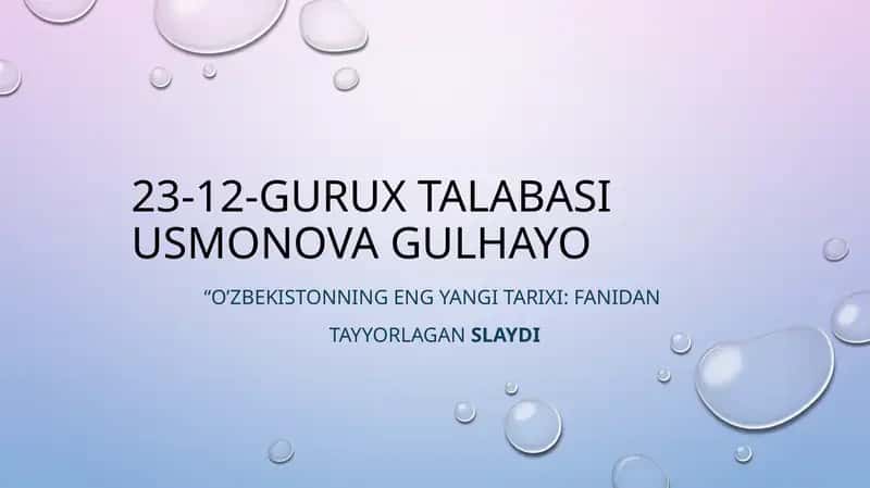 O’zbekistonning eng yangi tarixi