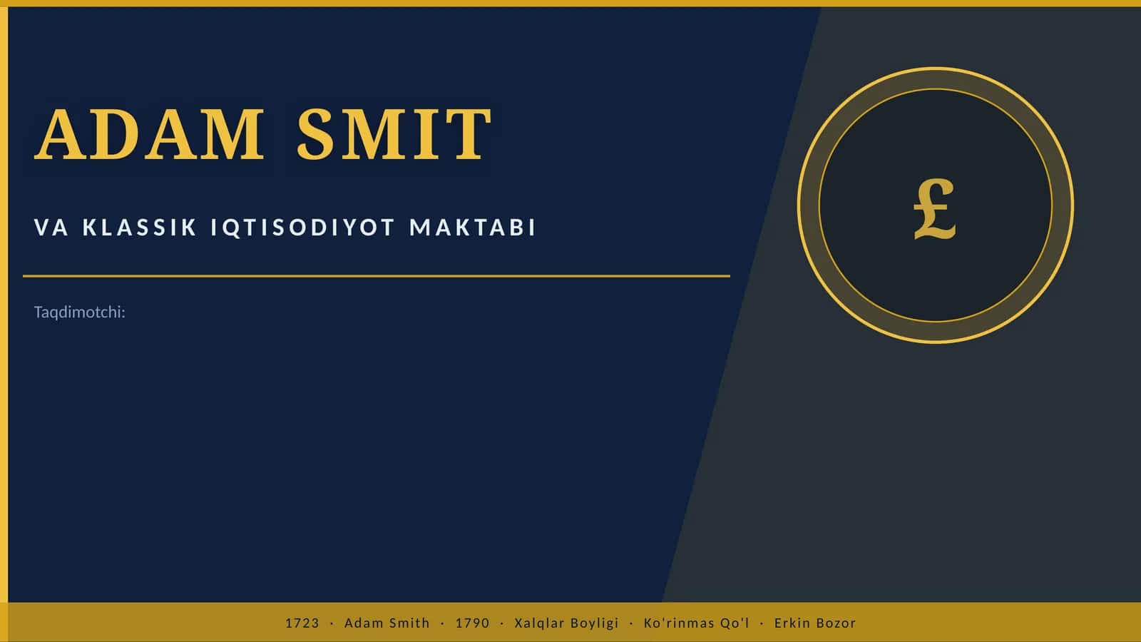Adim Smit va klassik iqtisodiyot maktabi