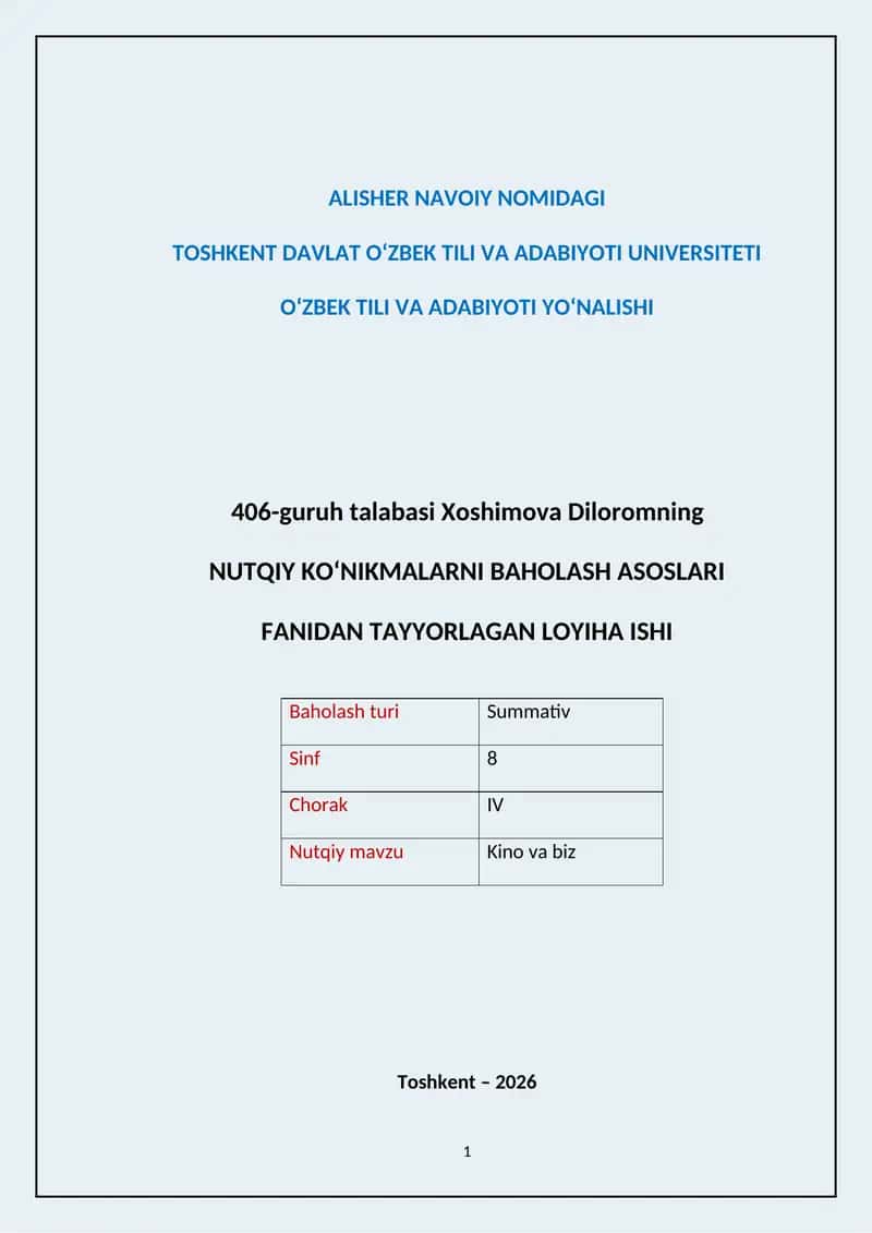 NUTQIY KO‘NIKMALARNI BAHOLASH ASOSLARI