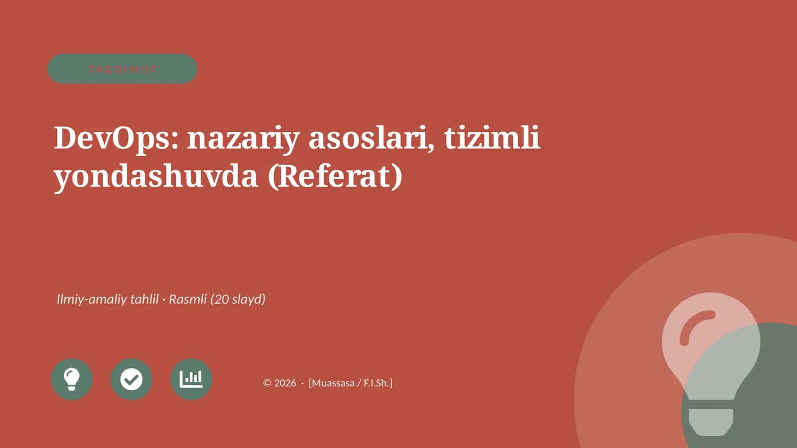 DevOps: nazariy asoslari, tizimli yondashuvda (Referat)