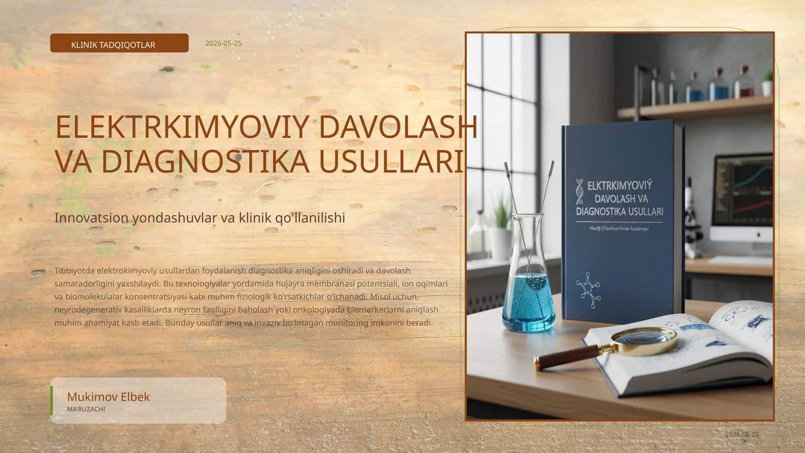 Elektrokimyoviy davolash va diagnostika usullari