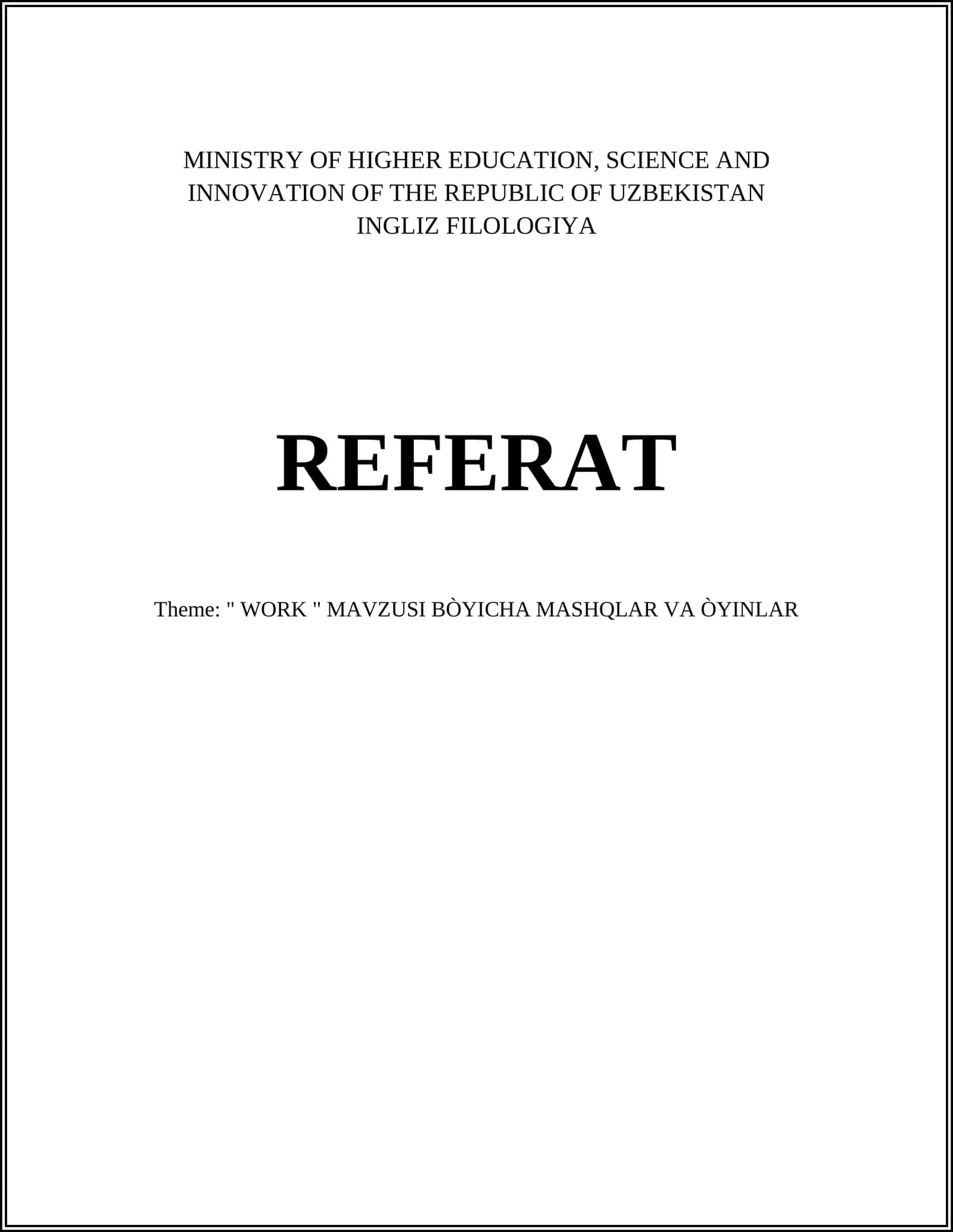 INGLIZ FILIOLOGIYA REFERAT
