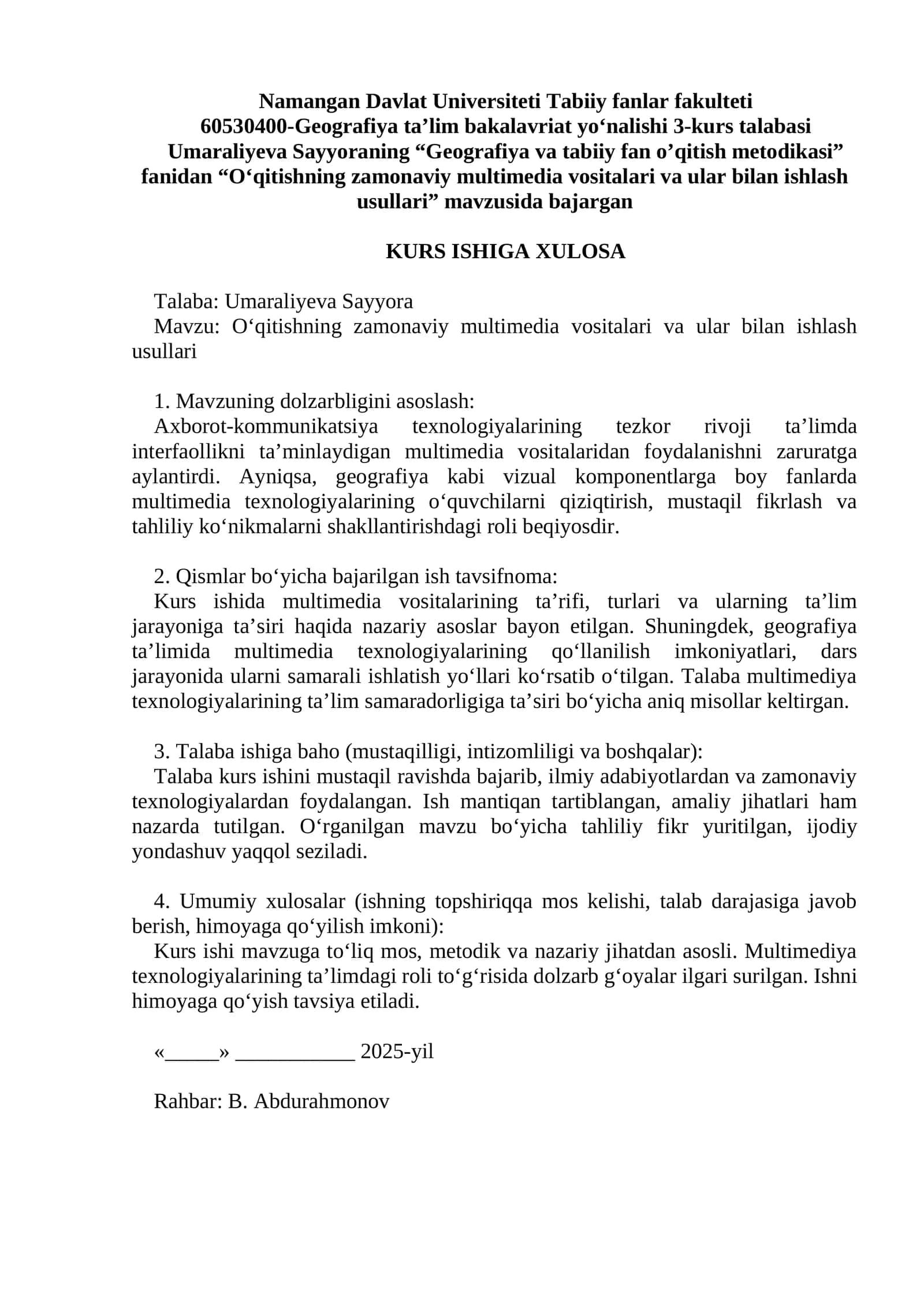 O‘qitishning zamonaviy multimedia vositalari va ular bilan ishlash usullari