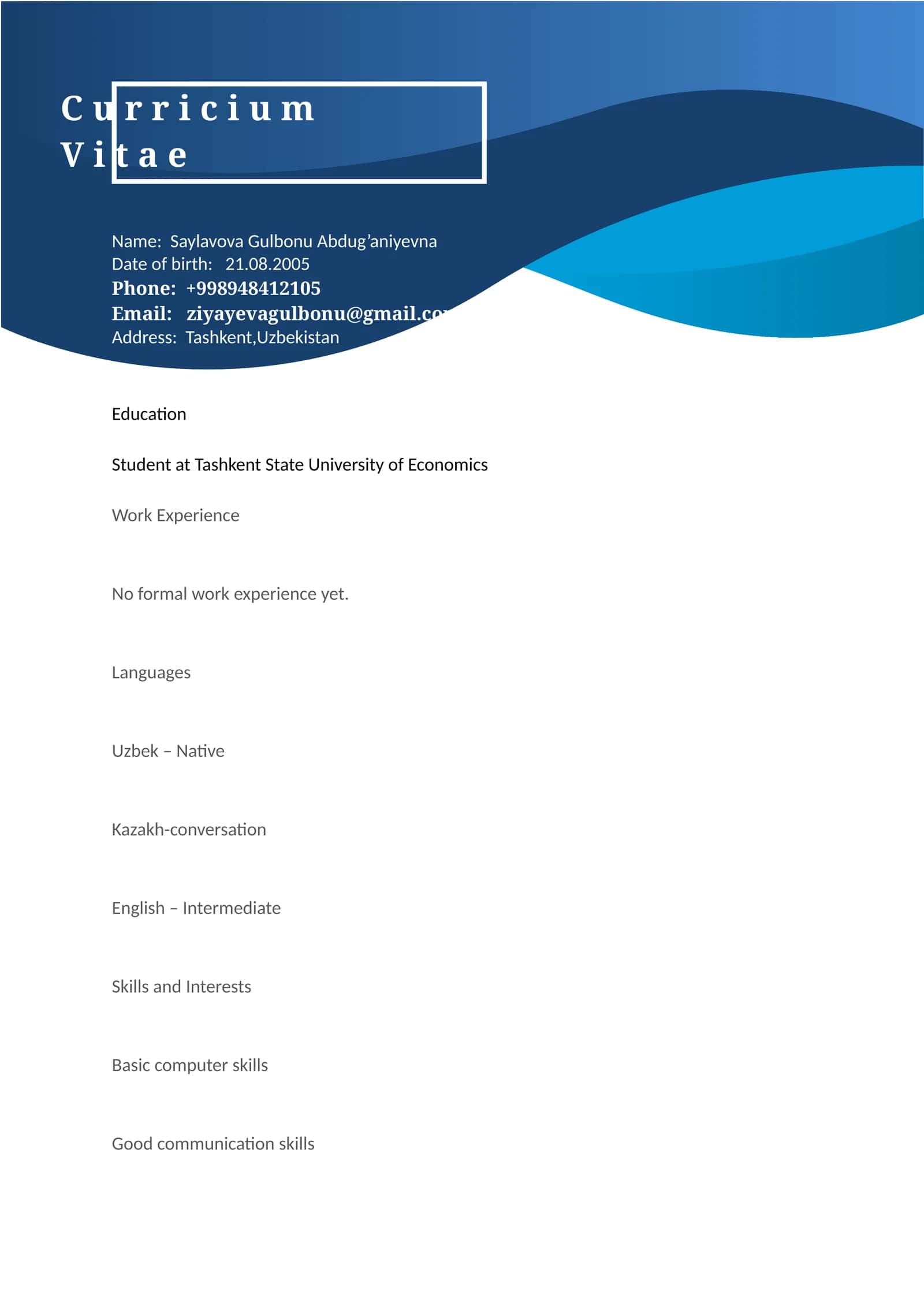 Curricium Vitae