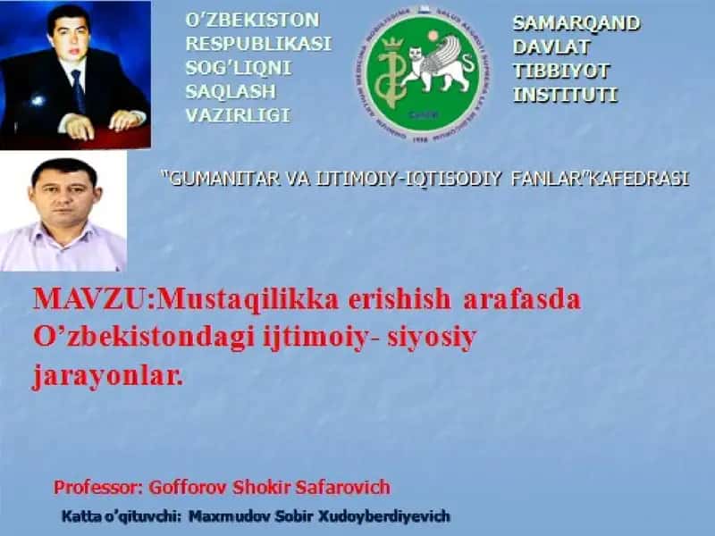 Mustaqillikka erishish arafasida O’zbekistondagi ijtimoiy-iqtisodiy jarayonlar