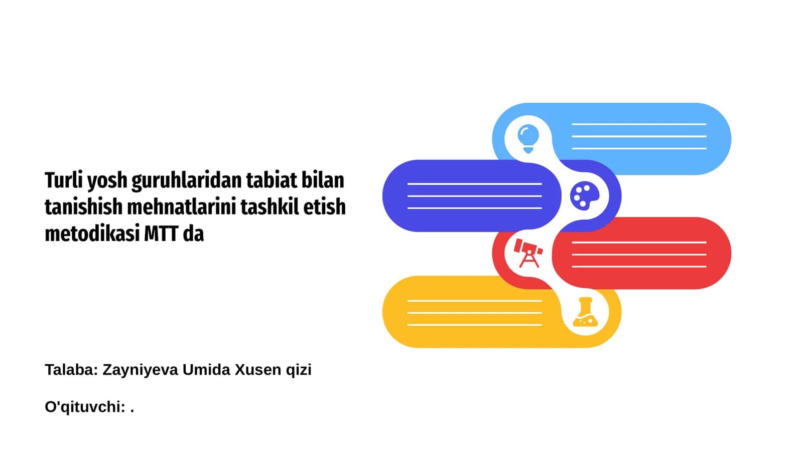 Turli yosh guruhlaridan tabiat bilan tanishish mehnatlarini tashkil etish metodikasi MTT da