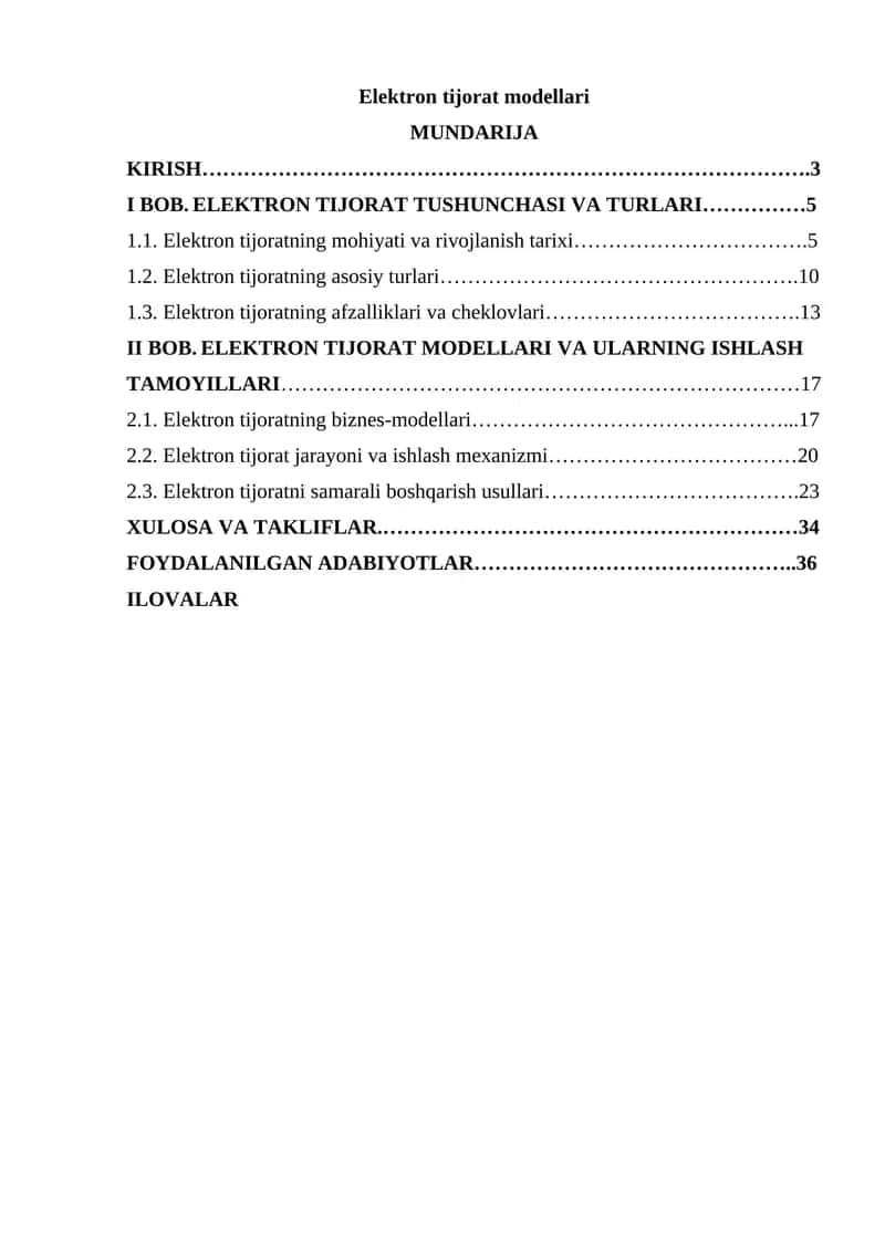 Elektron tijorat modellari