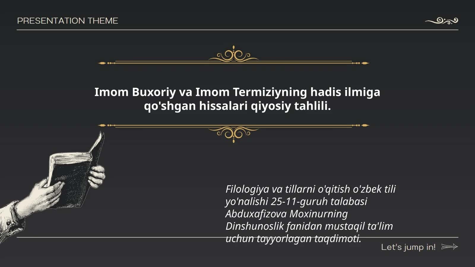 Dinshunoslik fanidan mustaqil ta'lim uchun tayyorlagan taqdimoti