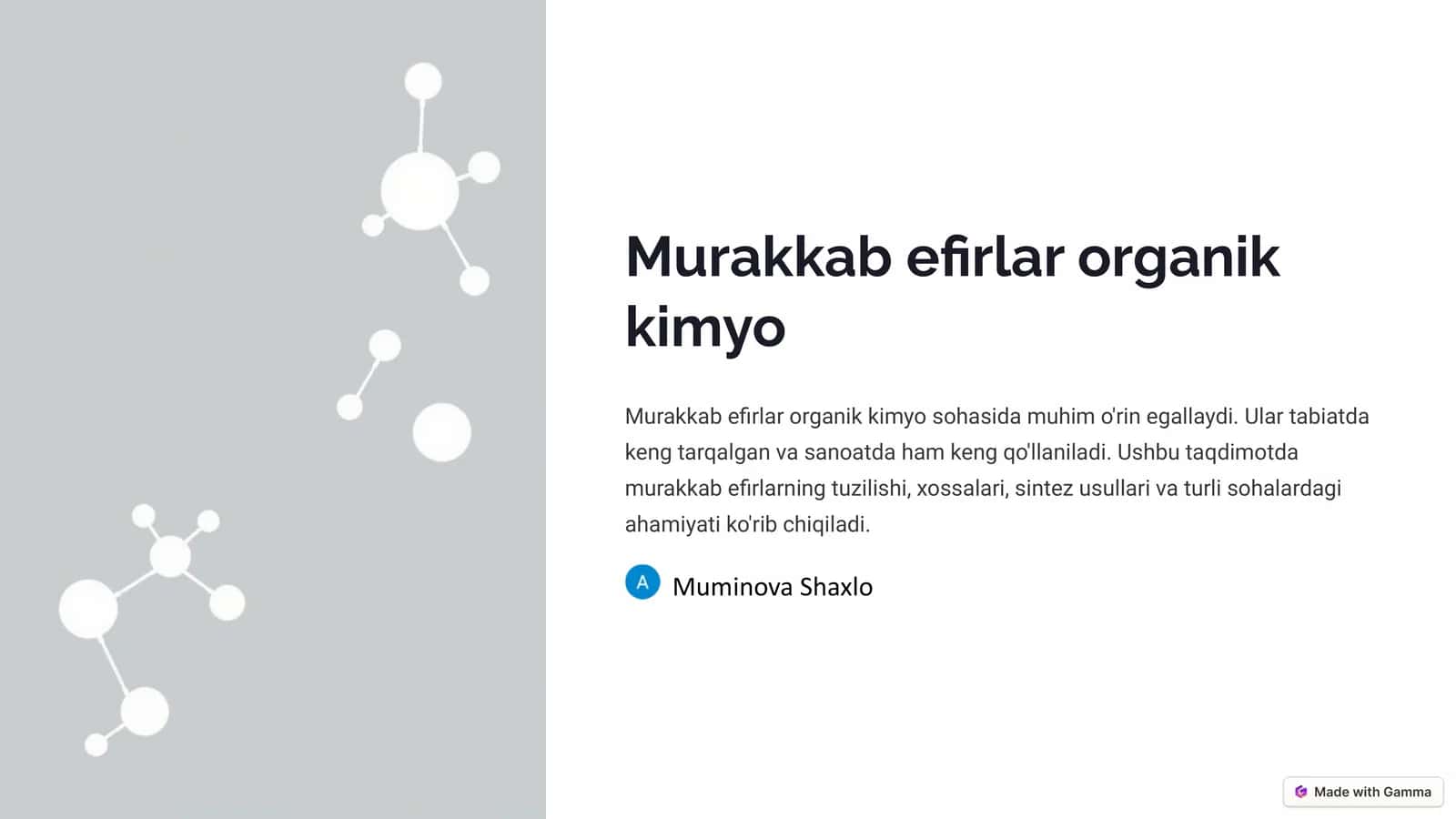 Murakkab efirlar organik kimyo