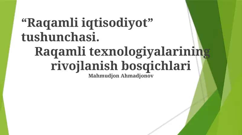 Raqamli iqtisodiyot