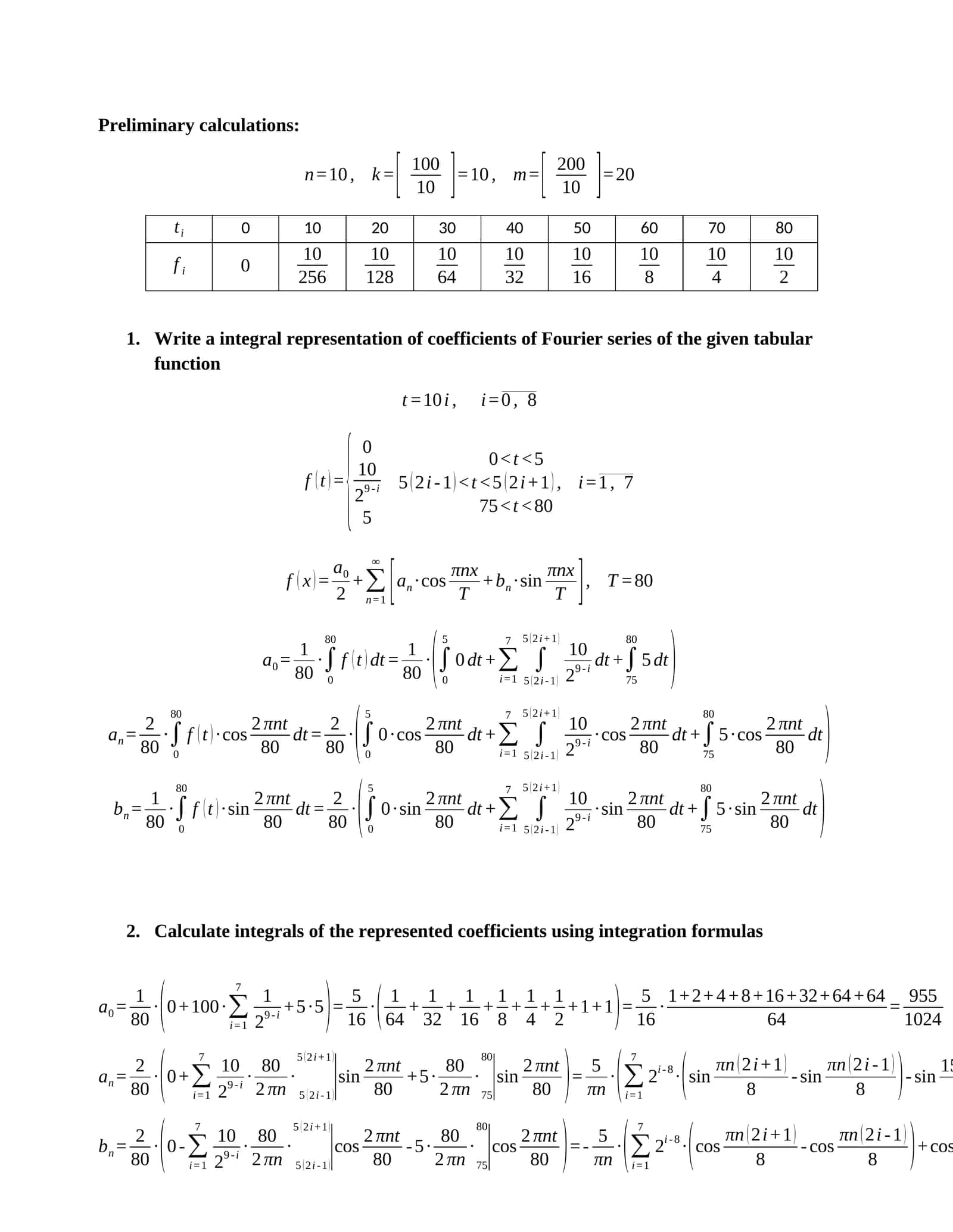 Integral representation of Fourier series coefficients