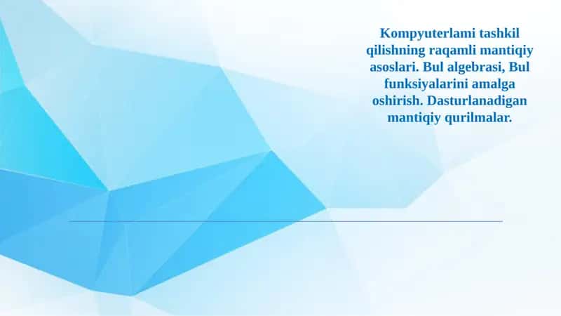 Kompyuterlani tashkil qilishning raqamli mantiqiy asoslari