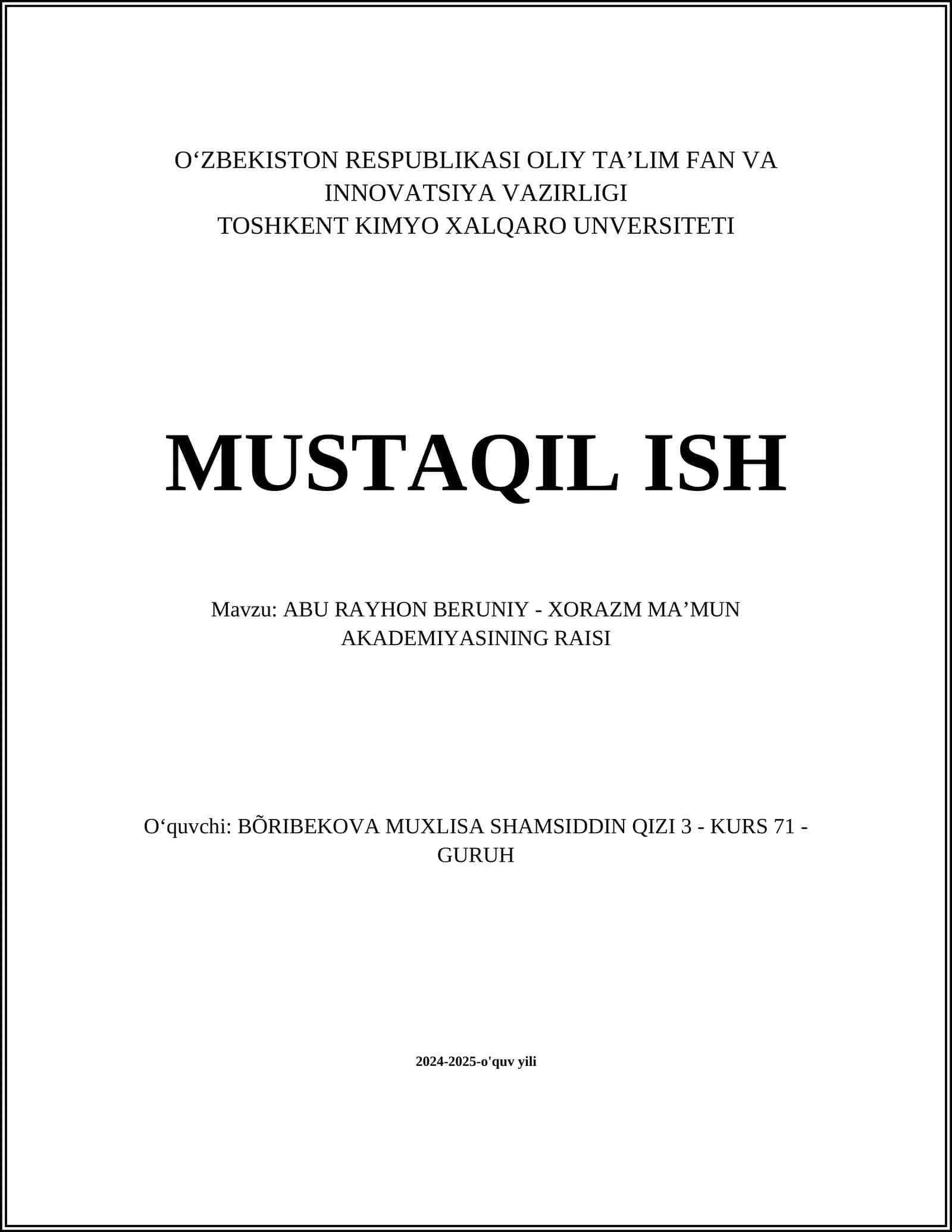 Abu Rayhon Beruniy - Xorazm Maʼmun Akademiyasining Raisi