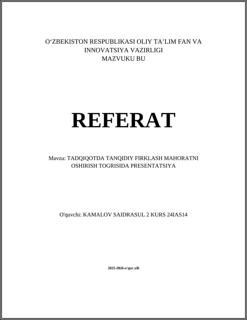 Tanqidiy fikrlash va tadqiqotdagi roli